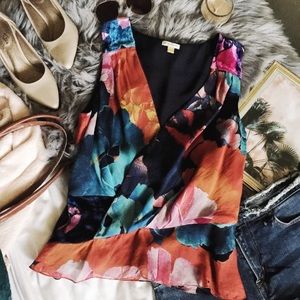 Anthropologie Leifsdottir bright floral top.